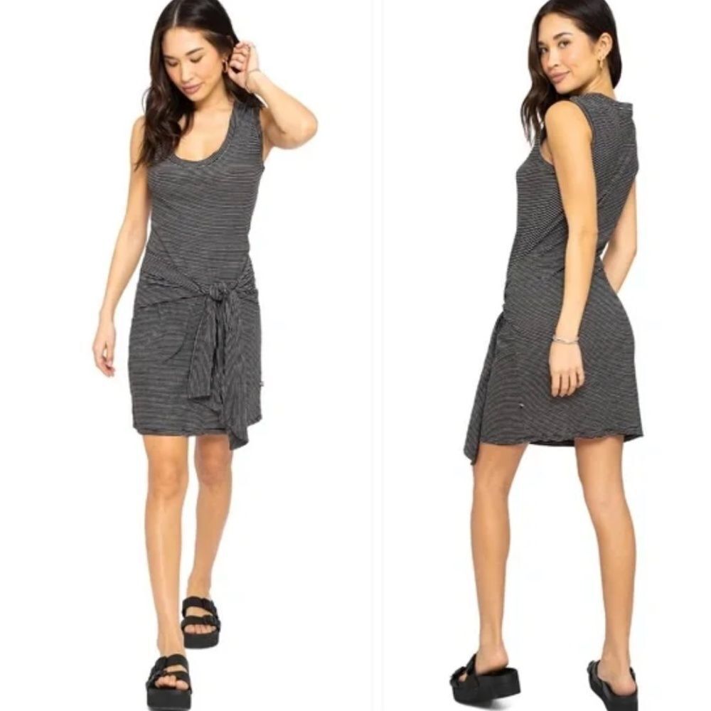 Sol Angeles Black & White Stripe Tie Front Tank Dress | Size Small | Made in USA